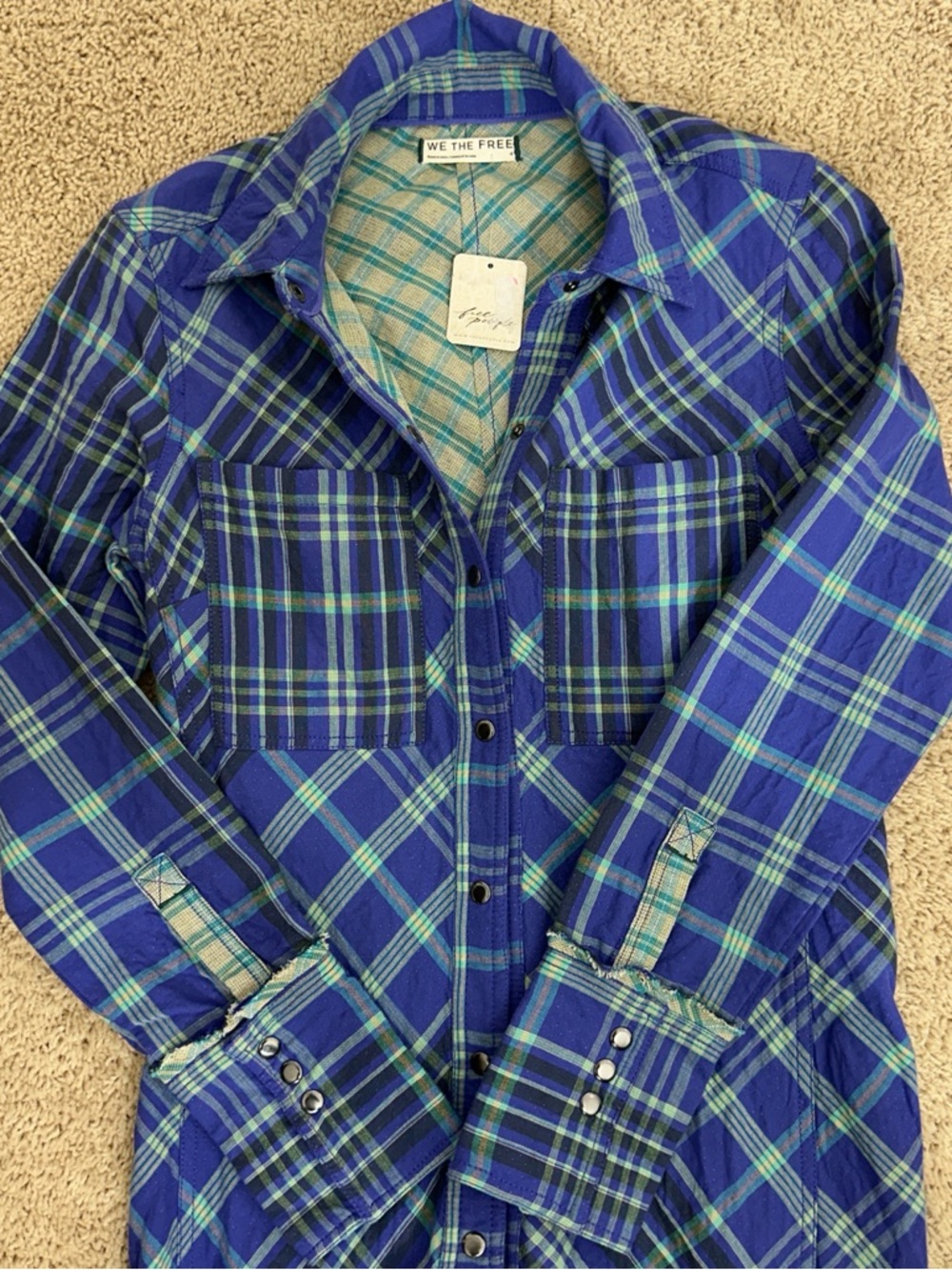 NWT Free People We The Free “Ruth” Long Shirt/Duster, Cobalt Blue, Size 4🏛️ - Picture 3 of 7